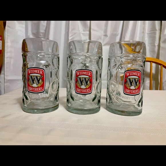 3 Widmer Brothers Octoberfest Dimpled Glass Beer .5 liter Mugs - Picture 1 of 4